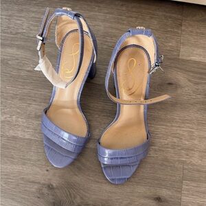 Sam Edelman Croc-Embossed Purple Heels